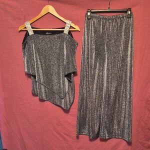 Chic Silver GlitterWomen's Pants Set